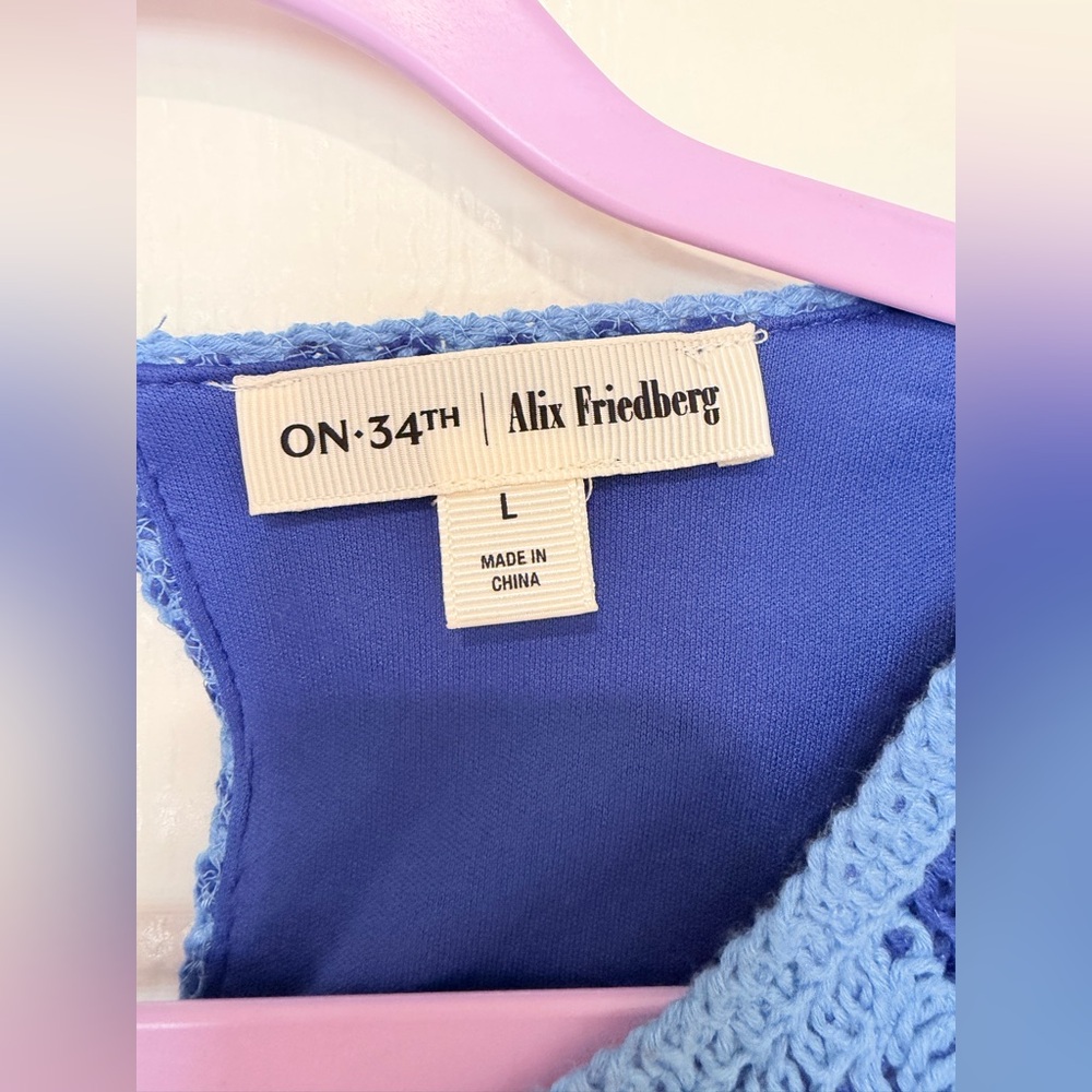 On 34th x Alix Friedberg Blue Lace 2-Piece Set NWT Scalloped Hem Top L Skirt M - Picture 10 of 12